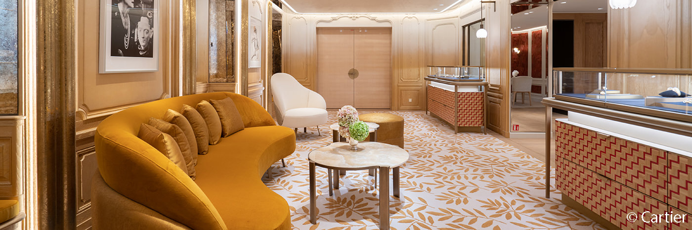 Agencement intérieur dans le flagship de Cartier à Paris